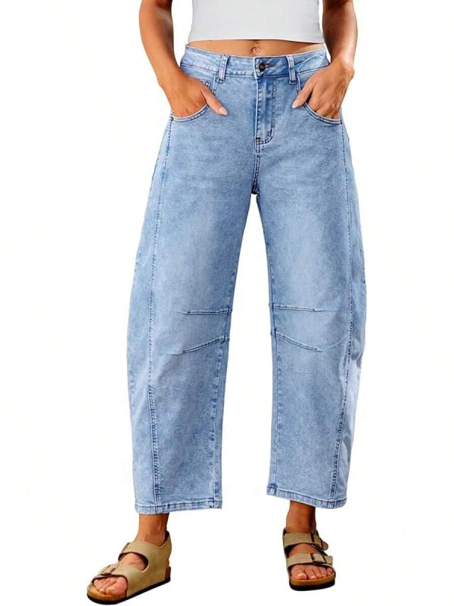 Utyful Barrel Jeans, Baggy High Waisted Loose Trouser Jeanshalloween - 路夜藍 - 查看 1