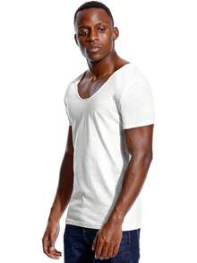 Deep V Neck T Shirt For Men Low Cut Scoop Tee Invisible Tshirt Vee Top - Xanh lam - Cổ thấp Vee - Xem 6