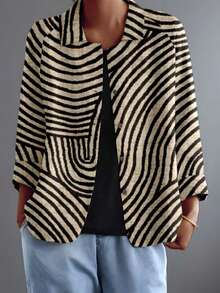 Artistic Zebra Striped Blazer Women - 3/4 Sleeve Casual Button Front Jacket - Nhiều màu - Xem 2