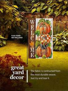1 Peça/Feliz Dia de Ação de Graças Outono Todas as suas Bandeiras de Jardim Externo, Dupla Face, Bandeira de Campo de Abóboras da Marca Búfalo d'Água de Colheita de Outono, Bandeira Pequena de Feriado Sazonal de Varanda de Fazenda 12 * 18 Polegadas, Sem Mastro