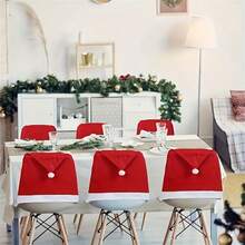 6pcs Festive Red Santa Hat Chair Covers Set - Perfect For Christmas Dinner & Holiday Parties, Adds A Cozy, Festive Touch To Your Table Decor, No Power Required, Featherless, Ideal For Family Gatherings, Christmas Table Decorations(1/4/6pcs)
