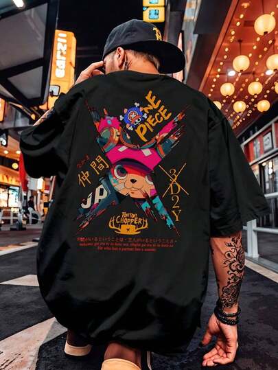 Camiseta Anime Chopper 100% Algodão Camisas Oversized Camiseta Streetwear Casual T-shirt Nacional