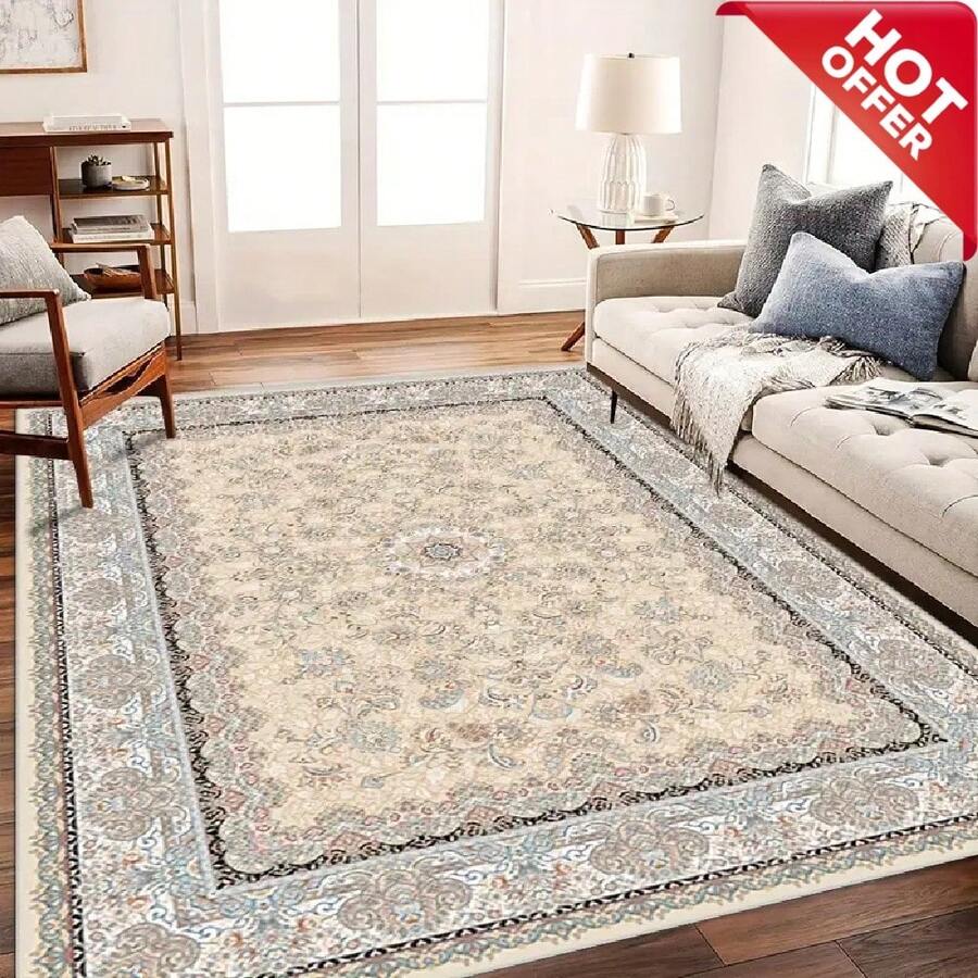 This Oversized Modern Minimalist Style Orange-Gray Feather Down Plush Rug, The Premium Version Uses High-Density Thicker Fabric, Decorated With Personalized Geometric Pattern Design, This Luxurious Rug Can Perfectly Match Various Home Decor Styles.