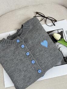 Wixra 秋冬新款韩版撞色针织开衫毛衣女外套时尚针织上衣 - 灰色 - 查看 3