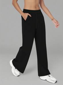 6pecil Pantaloni larghi da donna con tasche, pantaloni da yoga morbidi, pantaloni ampi in vita alta, pantaloni fluidi sportivi, pantaloni della tuta, abbigliamento invernale da donna