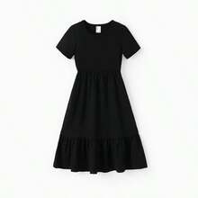 PatPat Kid Girl Ruffled Boho Casual Maxi Dress With Pockets - màu đen - Xem 1