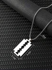 Unisex Stainless Steel Razor Blade Long Necklace, Punk Gothic Steampunk Rock Hip Hop Style Necklace Pendant