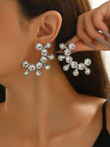 1 对时尚简约百搭创意耳钉，几何圆形和水滴形金属亚克力组合不对称耳环，适合女性日常佩戴、节日、派对、聚会、宴会 - 金黃色+白色 - 查看 1