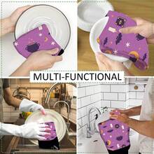 2/4 Stücke Set, Geschirrtücher, Schwarze Katzen Muster, geeignet für Halloween, super saugfähige Mikrofaser moderne Handtücher, Kochens- und Backens-Geschirrtücher, bedruckte Geschirrtücher, Reinigungstücher, Handtücher, super weich und hochsaugfähig, tolles Geschenk für Nachbarn, Mütter, Freunde, Geburtstag, Halloween, Einweihung, Küchendekoration, Haushaltsgegenstände - Verschiedenfarbig - Übersicht 6