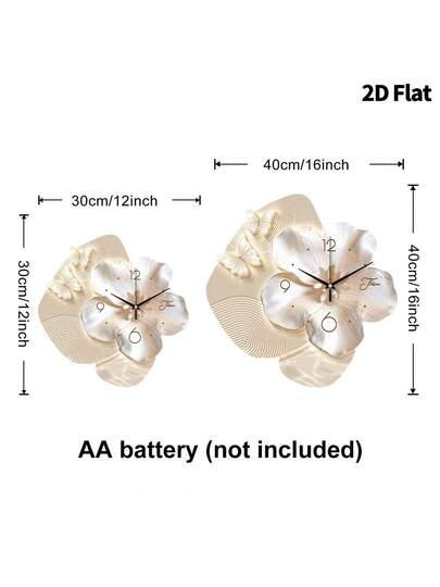 2D Flat, 1pc Moderne Minimalist Flower Art Creativity Klok Mute ative Wand Clock, Super Quiet Quartz Movement, No Ticking Sound, Bedroom Dining Room Living Office Sofa Background Home view 3