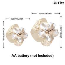 2D花卉艺术挂钟，现代静音石英机芯装饰挂钟，适用于卧室、餐厅、客厅、办公室、沙发背景墙、家居装饰 - 彩色 - 查看 7