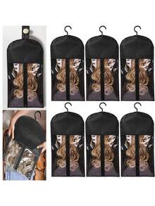 1Pc Wig Storage Bag With Hanger, Satin Wig Bag For Multiple Wigs, Hair ...