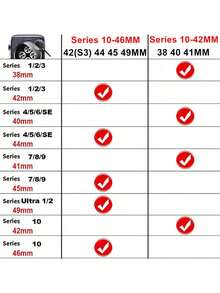 1条可调节时尚抗氧化不锈钢表带，兼容 38mm、40mm、41mm、42mm、44mm、45mm、46mm、49mm，适用于Series 11/10/9/8/7/6/5/4/3/2/1/SE，智能手表表带，配件，情人节礼物和女士礼物，智能手表表带 - 黑色 - 查看 5
