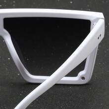 1 Pair Of Men's Geometric Frame Glasses - Large White Purple Light Lenses, Fashionable Street Style Design, Suitable For Driving And Daily Wear| Geometric Pattern| Polycarbonate Lens, Men's Glasses - Thủy ngân trắng - Xem 9