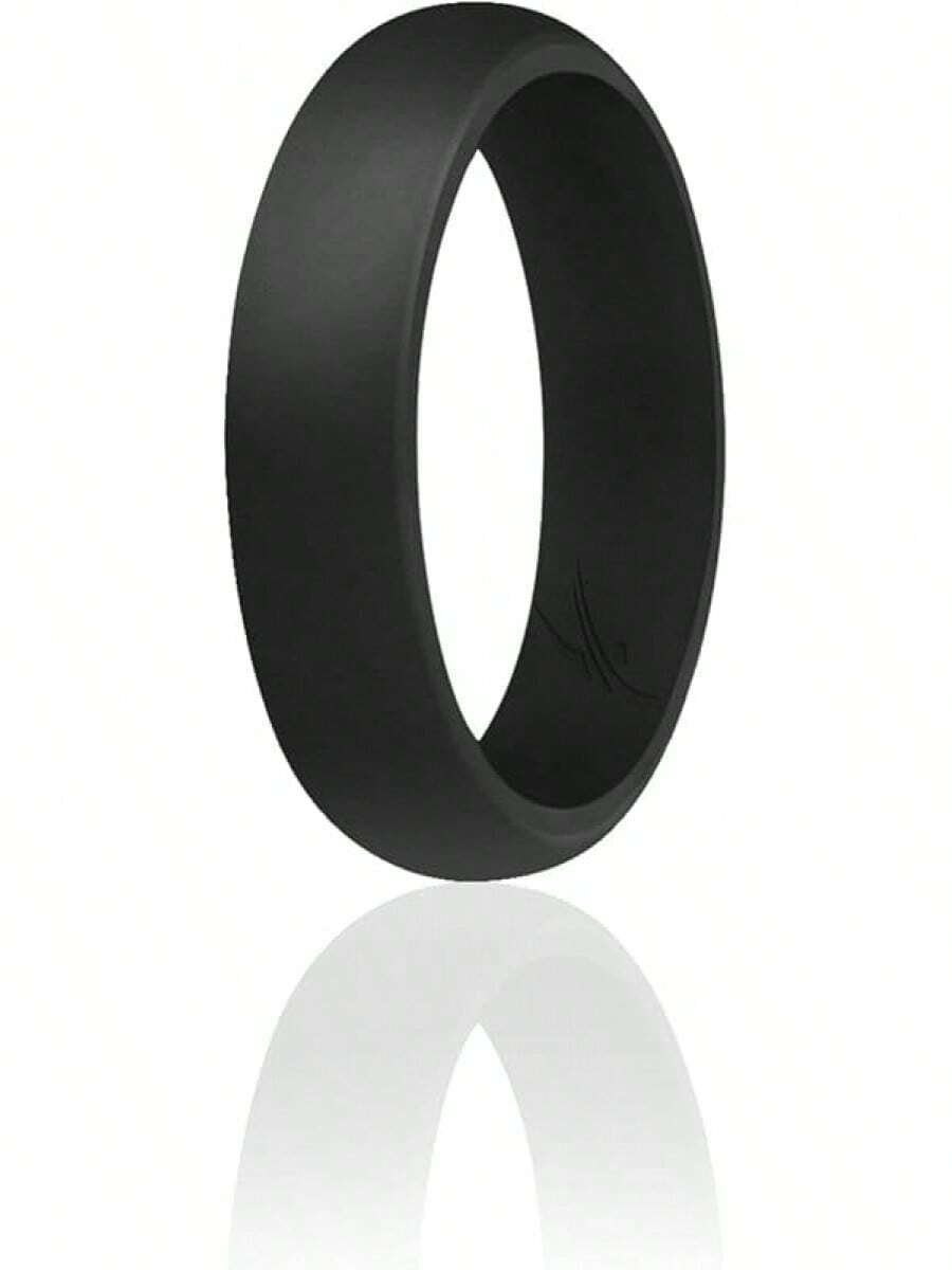 ROQ Silicone Rubber Wedding Ring Women, Dome Solid Glitter & Metallic, Breathable Silicone Wedding Band, Anniversary Rings, Promise Ring, Multi Packs, Multi Colors - Nâu đỏ, Vàng hồng, Đá cẩm thạch, Đen - Xem 1