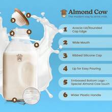 ~ Glass Pitcher With Lid And Spout Glass Bottle Milk Container For Refrigerator Clear Milk Jar Bottles FoodGrade Liquid Container 60 Fl Oz Capacity 5 X 4 X 10 Inches - Silver - View 5
