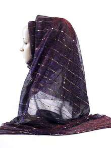 女士亮片蕾丝网眼闪光奢华头巾围巾日常围巾披肩金色和银色闪光件将随机发送。 - 彩色 - 查看 20