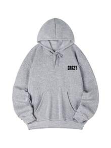 Áo hoodie nữ in họa tiết hoa hồng mùa thu/đông, phong cách đường phố thường ngày và đa năng cho mùa xuân. - Xám đậm - Xem 6