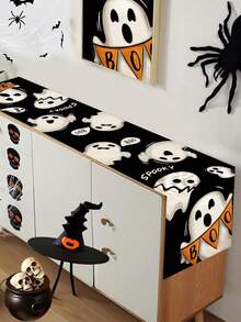 1 pezzo Runner da tavolo per Ognissanti lungo 180cm e largo 35cm, con motivo di zucche e fantasmi, decorazione per tavolo da pranzo di Ognissanti, decorazione per casa, dolcetto o scherzetto per Ognissanti, decorazione di Ognissanti felice, centrotavola