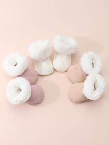 3 Pairs Of Baby Velvet And Thick Warm Baby Floor Socks Suitable For Winter, Double The Warmth Of Daily Basic Socks - Multicolor - View 6