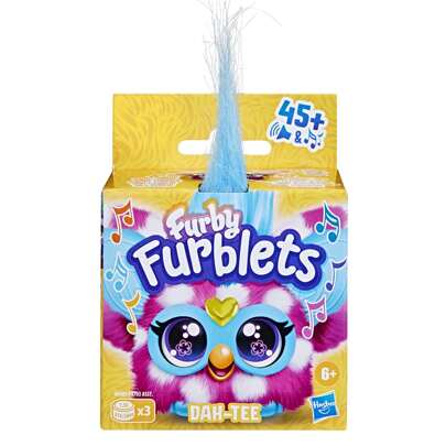 Hasbro Furby Furblets Dah-Tee 迷你朋友，45+ 种声音，乡村音乐，只会说 Furbish 语，适合男孩和女孩的电子毛绒玩具，互动宠物，粉色波尔卡圆点，适合 6 岁以上儿童，适合返校礼物