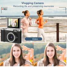 紧凑型数码相机，180°翻转屏，带彩色滤镜、闪光灯和8倍光学变焦，是视频博客和摄影的理想之选，配件齐全。圣诞节、感恩节礼物佳选。