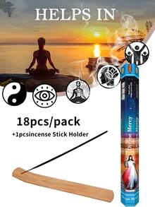 18pcs Incense Sticks With Incense Holder, Long Lasting Fragrance, Artificial Wooden Material, Suitable For Home, Camping, Yoga, Holidays And Gifts - Multicolor - View 12