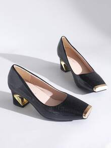 Pumps mit quadratischer Zehenkappe und Blockabsatz, Damenschuhe und mittlerem Absatz, modische vielseitige Loafers mit niedrigem Absatz, Frühlings-/Sommer-Neuheit