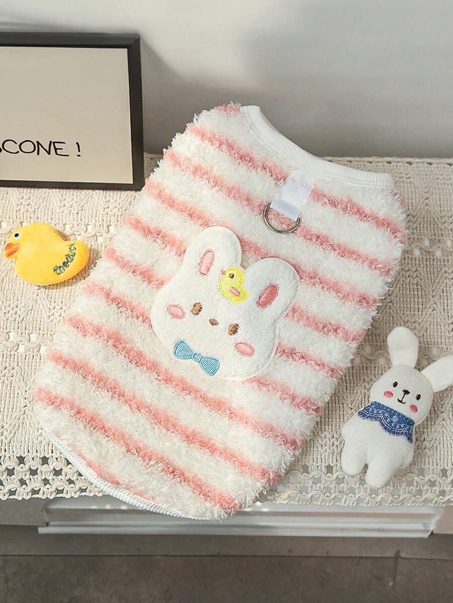 Cartoon Flannel Warm Dog Clothes Vest For Teddy, Puppy, Kitten, Red