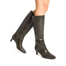 Women's Square Toe Knee-High Boots Kitten Heel Stiletto Boots Comfortable All-Day Wear For Dating  Party Fall Winter - 橄欖綠 - 查看 7