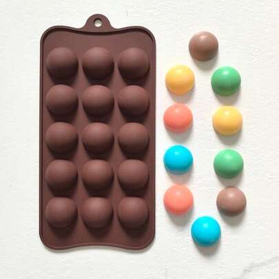 قالب سيليكون نصف دائري ب- 15 تجويف لصنع الشوكولاتة والحلوى والحلوى اللذيذة والبسكويت بطريقة DIY