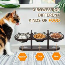 加高猫碗，可调节猫食碗，15 度倾斜食碗，适用于猫、幼犬和小型宠物，加高狗食碗，可调节狗粮和水碗，带 3 个不锈钢支架，宠物必需品，易于组装和携带，易于清洁，可拆卸和清洗，适用于多只小猫的必备猫碗 - 彩色 - 查看 4