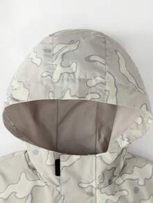 Annil 儿童服装女童女孩男童男孩成人青少年远红外加热长袖连帽风衣防寒保暖技术防风防静电迷彩纯色外套丝绒内衬