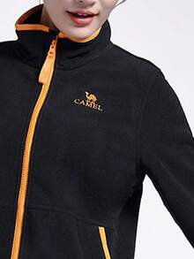 CAMEL CROWN Damen Yoga Bekleidung mit Samt Dicke Sportbekleidung Jacke Damen Herbst und Winter Lässig Oberteile