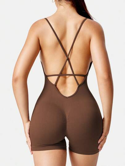  YEOREO Scrunch Butt Form Jeni Fitting Romper Shorts Bodysuits For Women Body Shaper Workout Sexy Backless Jumpsuits