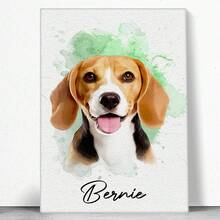 1 Custom Personalized Pet Portrait Canvas - Custom Watercolor Dog And Cat Wall Art, Unique Gift For Pet Lovers, Memorial Home Decor For Living Room, Bedroom, And Office, Frameless Canvas - Multicolor - View 4