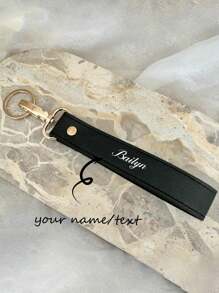Llavero de cuero de PU con letra personalizada, llavero de pulsera personalizado, recuerdo de boda, llavero de coche, llavero de cuero unisex - Multicolor - Ver 9