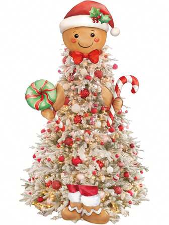 4 piezas Adorno de árbol de Navidad de pan de jengibre - Decoración de pan de jengibre para árbol de Navidad Cabeza, brazos y piernas de muñeco de jengibre de árbol de Navidad Sombrero de Papá Noel de caramelo Adornos colgantes para decoraciones divertidas de fiesta en interiores y suministros para el hogar