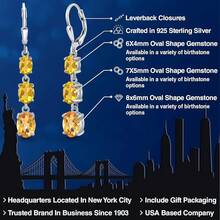 Gem Stone King 3-Stone Leverback Drop Dangle Earrings Women |   925 Sterling Silver |   Gemstone Birthstone |   Oval 8X6MM 7X5MM And 6X4MM |   Fine Jewelry Gifts Her Mom Women Wife - 黃水晶/棋盤,十一月 - 查看 2
