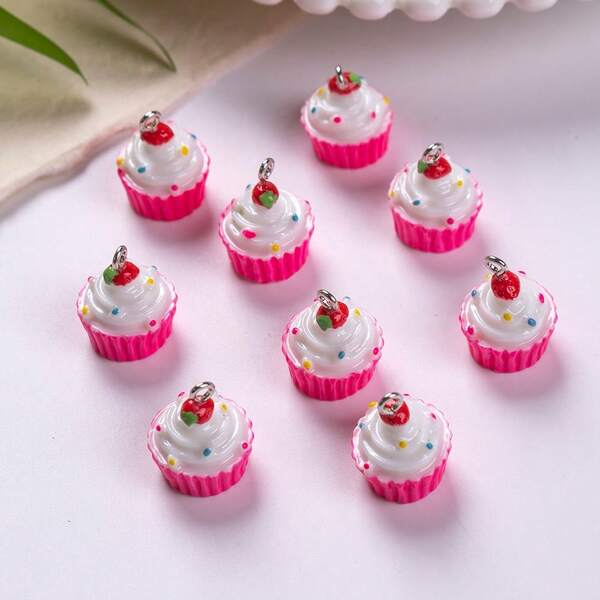 Enjoy Fun of DIY 10/20pcs Resin Material Cute Mini Cake Shaped Pendant DIY Earrings, Bracelet, Necklace, Keychain, Hanging Decoration Jewelry Accessories