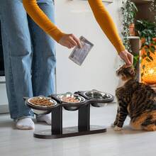 加高猫碗，可调节猫食碗，15 度倾斜食碗，适用于猫、幼犬和小型宠物，加高狗食碗，可调节狗粮和水碗，带 3 个不锈钢支架，宠物必需品，易于组装和携带，易于清洁，可拆卸和清洗，适用于多只小猫的必备猫碗 - 彩色 - 查看 5