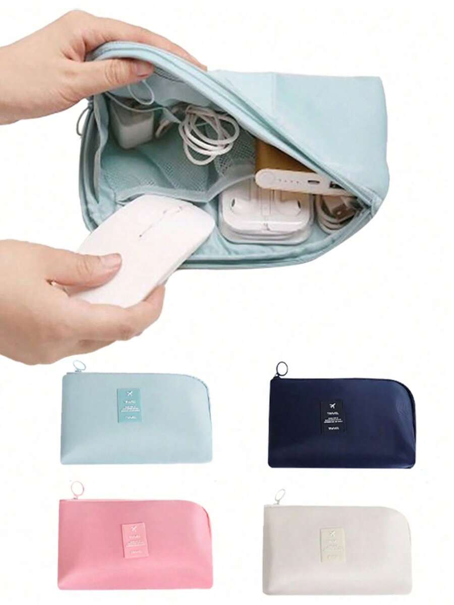 Digital Data Cable Organizer Bag, Portable Travel Electronics Accessories Organizer Pouch For Smartphone, Hard Drive, Power Bank, Earphones, Chargers, Phone Cases, Wireless Earbuds, Bluetooth Headphones, Earphones, Suitable For Business Travel, School, College, Office, School Supplies, Back To School, College Students Charger Case Packing Cubes For Women For Men Charger Bag - Multicolor - View 1
