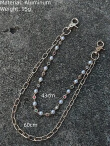 Y2K Light Gold Minimalism Colored Pearls Double Layered Pants Chain Fashionable Men And Women One's Waist Luxury Accessories Hip Hop Jewelry Holiday Gifts