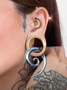 1PC Punk Stainless Steel Snail Spiral Ear Taper Flesh Tunnel Ear Stretcher Ear Nose Expander Stretching Ear Plug Ear Gauge - 1 Piece Of Spiral Ear Expansion - View 2