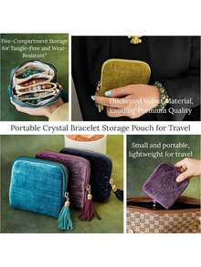 1pc Travel Jewelry Pouch, Velvet Storage Bag With Zipper For Jewelry, Organizer Bag For Additions, A Gift For Women, Travel Business Jewelry Bag - Multicolor - View 8