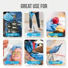 100 Pcs Nitrile Disposable Gloves-Latex Free, Non Rubber Gloves For Cleaning, Cooking, Food Prepping, Professional Protective Gloves(Black/100-Ct Box) - 藍色 - 查看 7