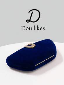 1pc Luxury Velvet Box-Shaped Party Handbag, Water Drop Shaped Rhinestone Decor Clutch Bag, Suitable For Gala, Ball, Formal Attire Pairing, Formal Party Crossbody Bag, Tready Party Bag, Perfect For Party, Wedding, Prom, Gala/Banquet, Matching Women's Prom Dress, Prom Accessories, Sequin Dress, Shiny Dress, Women's Elegant Dress. - Royal Blue - View 6