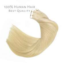 40pcs/100G , Thick Tape In Human Hair Extensions ,Seamless Invisible Skin Weft Extensions , Remy  Human Hair,Silky Straight For Fashion Women  ,10-26inch ,Easy To Apply (60#Platinum Blonde  ) - S60 - 查看 4