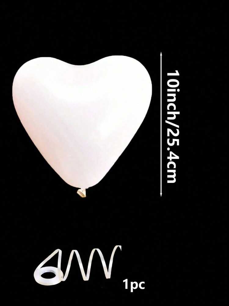 20pcs/10pcs White 10-Inch Heart Shaped Latex Balloons, Suitable For Birthday Party Decoration, Valentine's Day Decoration, Proposing To Lover, Engagement Decoration, Wedding Decoration, Room Decoration, Outdoor Photography Props, Christmas Decorations, Christmas Home Decor - White - View 9
