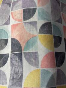 1pc Semi-Blackout Geometric Half-Circle Print Linen Curtain, Modern American Style For Bedroom, Study, Balcony, Living Room, Casement Window - Multicolor - View 8